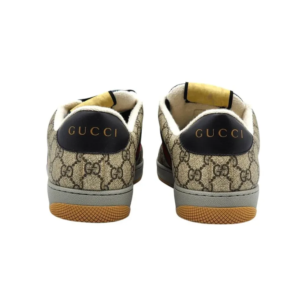 Gucci Screener GG Supreme Web Low Top Sneakers Beige Ebony US 12 EU 45 - NWB